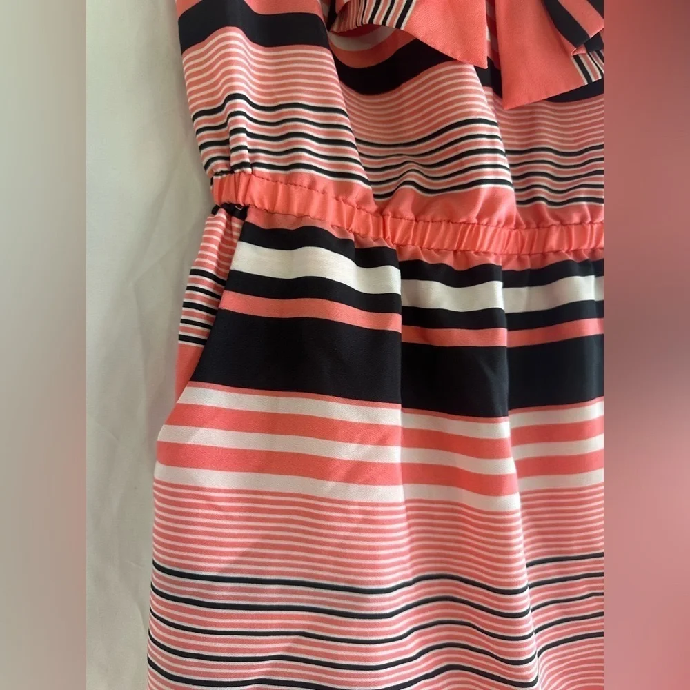Rue 21 Girls Sleeveless Pink, Black, White stripe  Dress size Medium Pockets